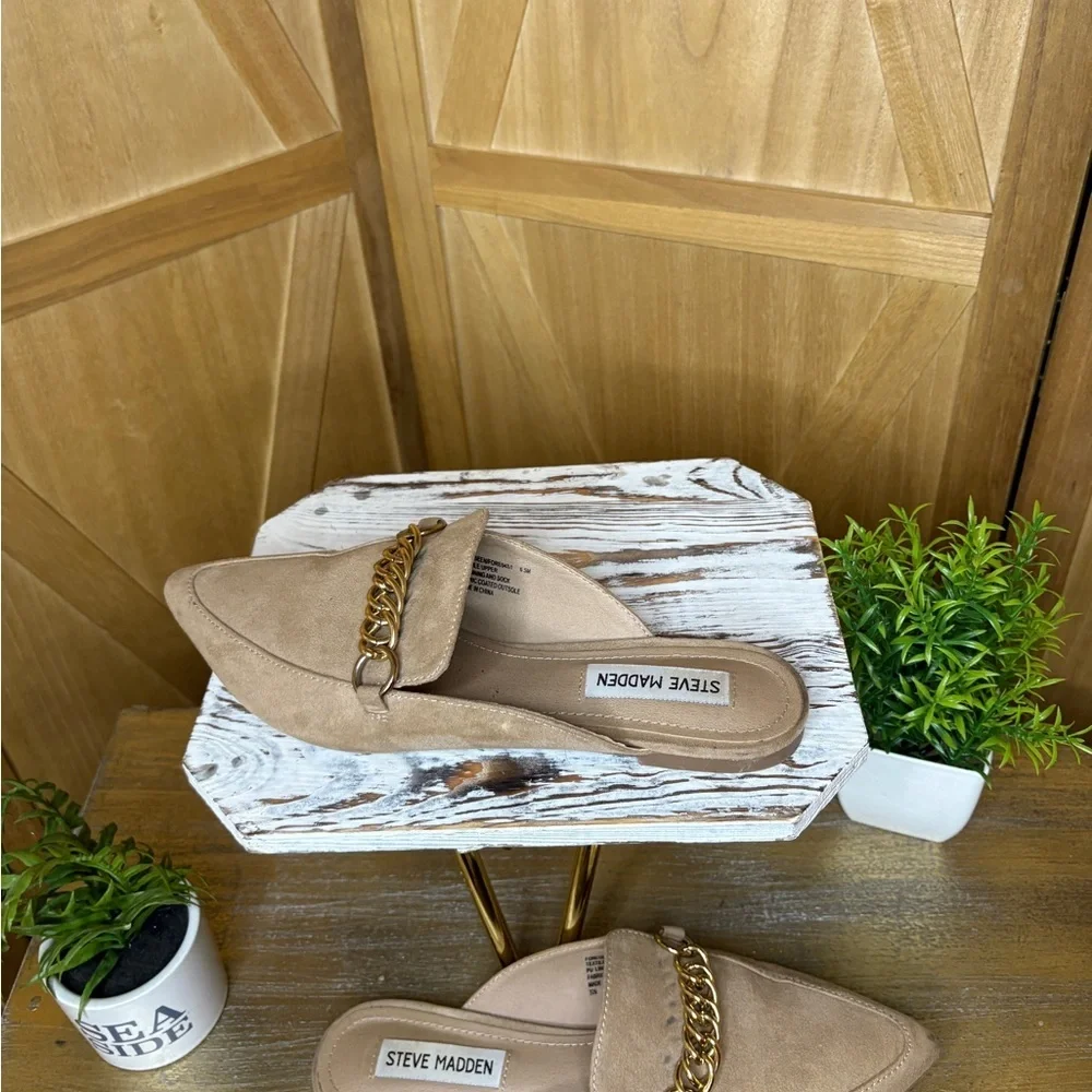 Steve Madden Women’s Tan Mules with Minimalist Design Size 6.5 - Picture 3 of 4